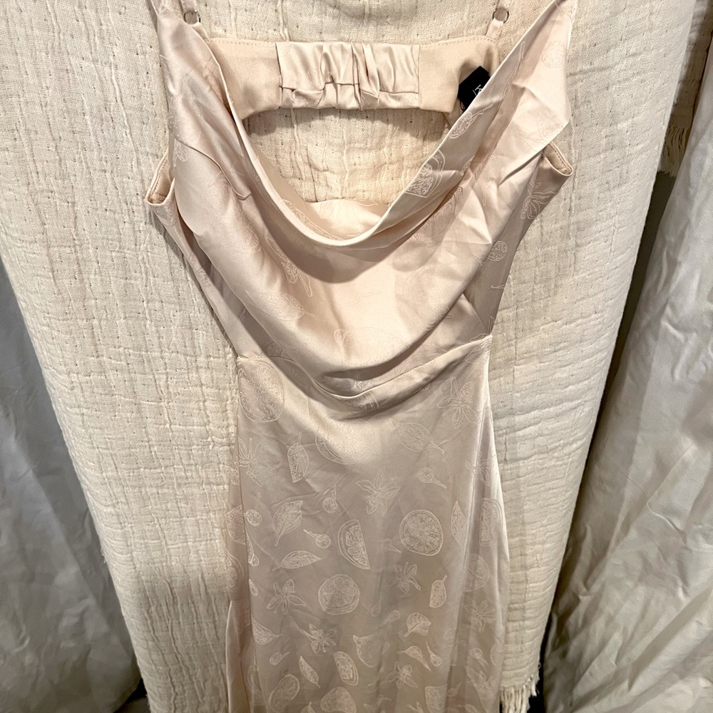 Cream Kittenish satin midi dress, cowl neck